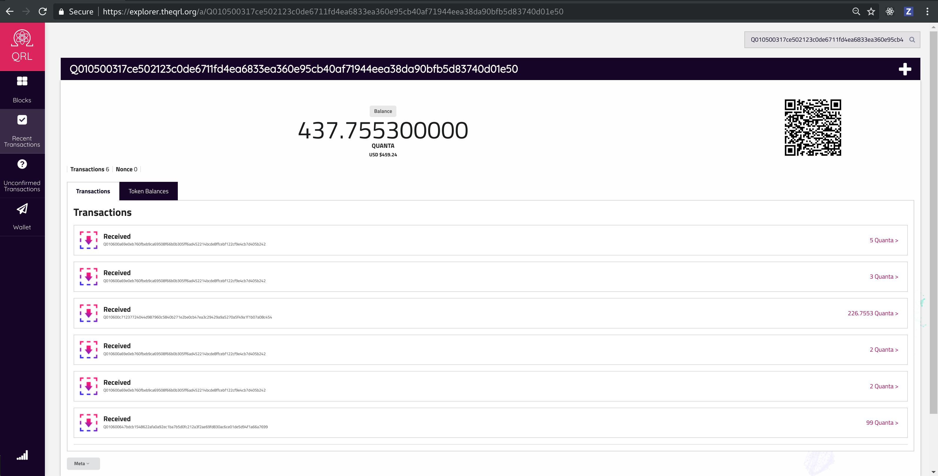 QRL Wallet Balance