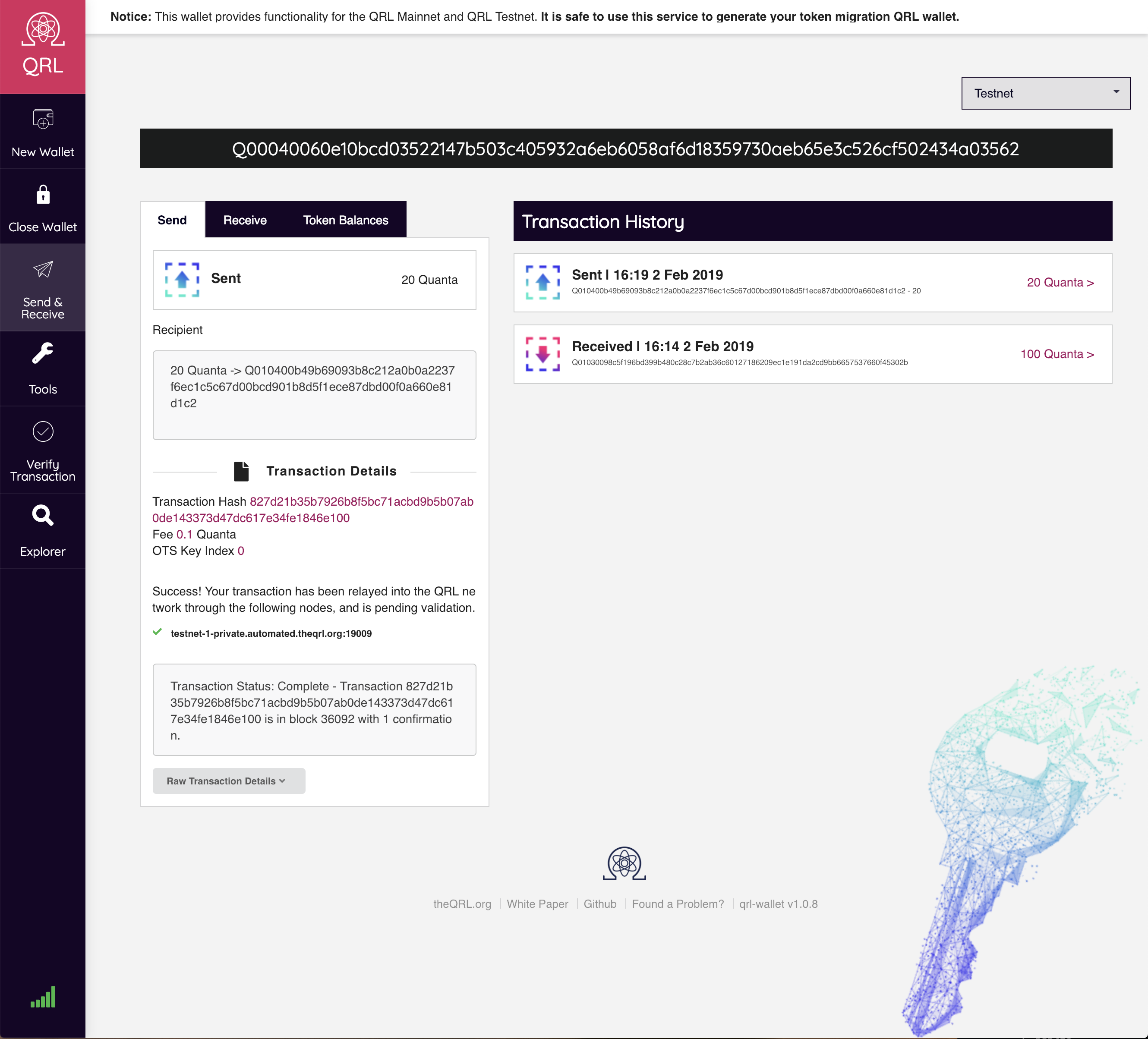 QRL Ledger Transaction Complete